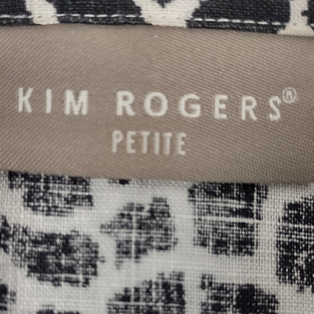 Kim Rogers Petite 100% Linen Black White Pattern Button Down Shirt Size PS - Picture 9 of 11